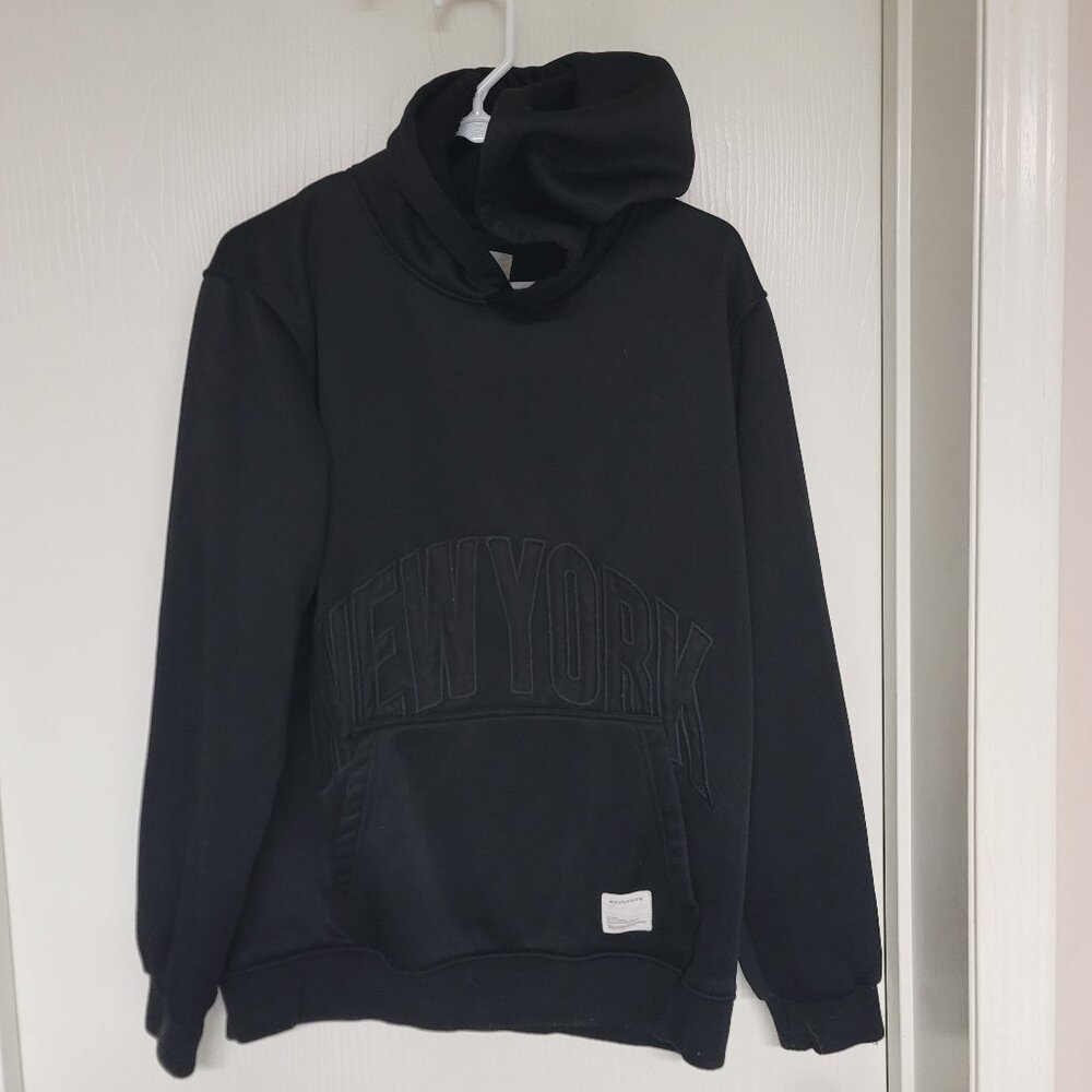 Mens Black New York embroidered Public Supply Relaxed hoodie - size M